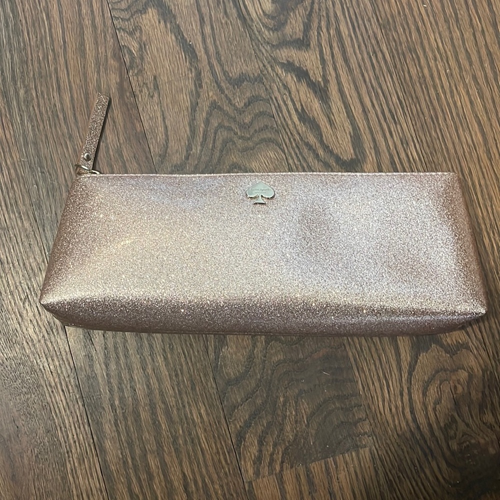 Kate Spade cosmetics pouch pink glitter